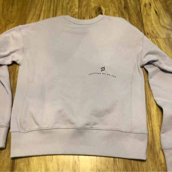 PELOTON Mauve Purple Crewneck Pullover Black Slogan Spellout Womens Size XS - Picture 6 of 9